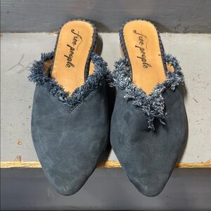 Free People Charcoal Fringe Mules
